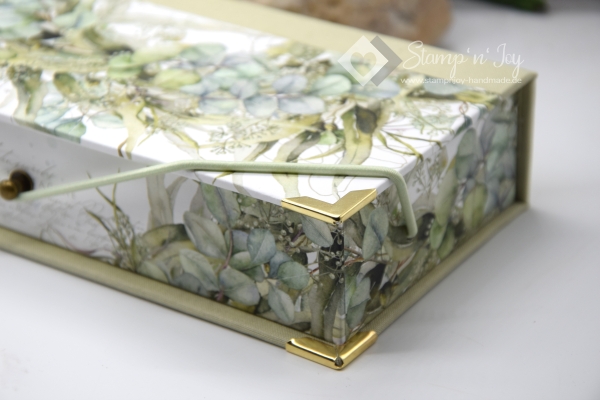 Stifte-Schachtel mit Klappdeckel ca. 21x10x4cm | Eukalyptuskranz | salbeigrün | Art. Nr. 97040605
